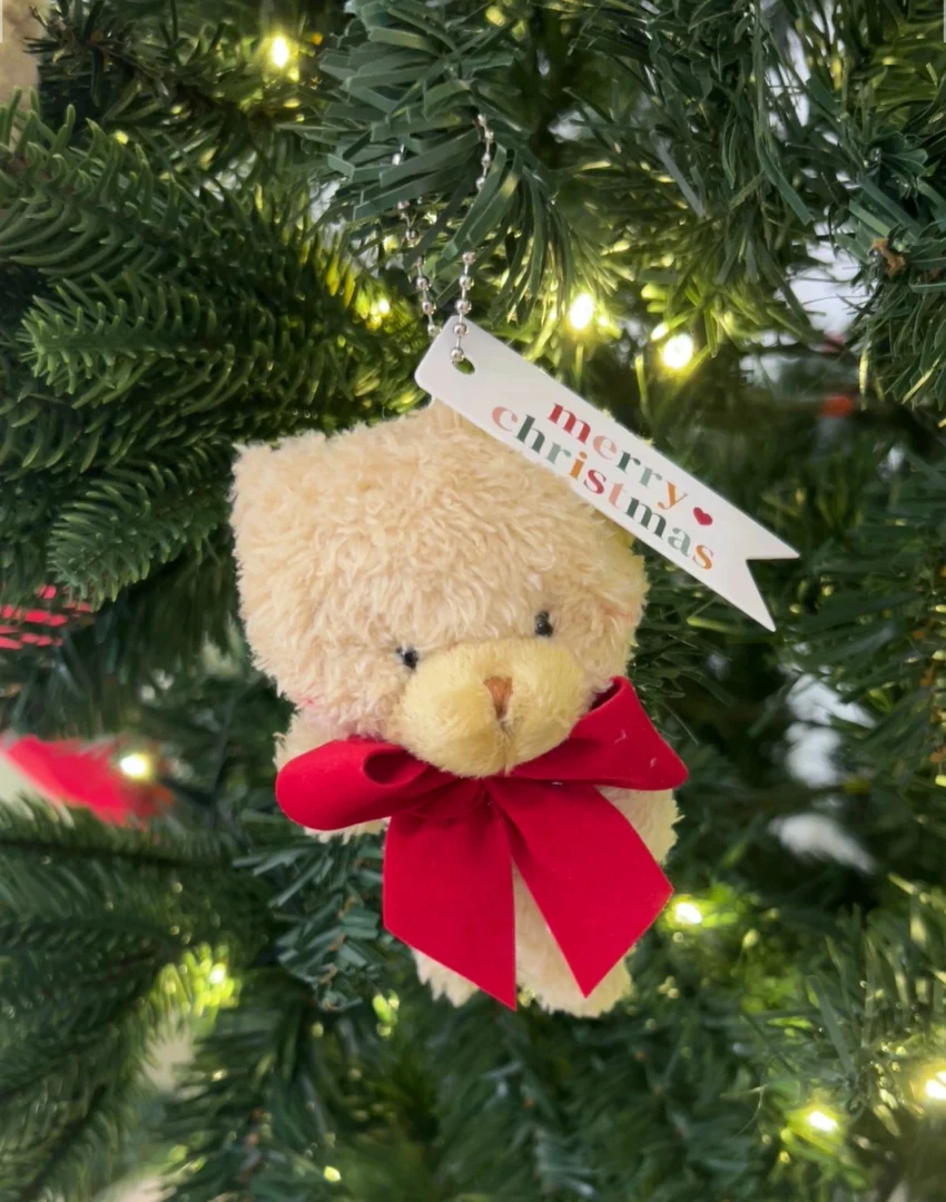 Orsetto fiocco velluto rosso Orsetto fiocco velluto rosso - immagine 2