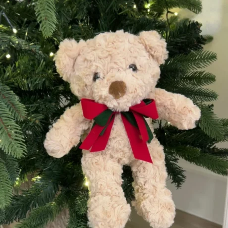 orso di peluche fiocco verde e rosso