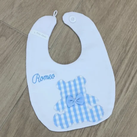 Bavetta bimbo orsetto a quadretti con nome