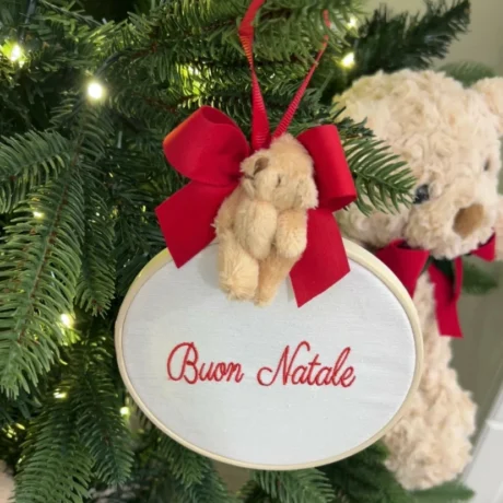 Telaio con scritta Buon Natale con teddy